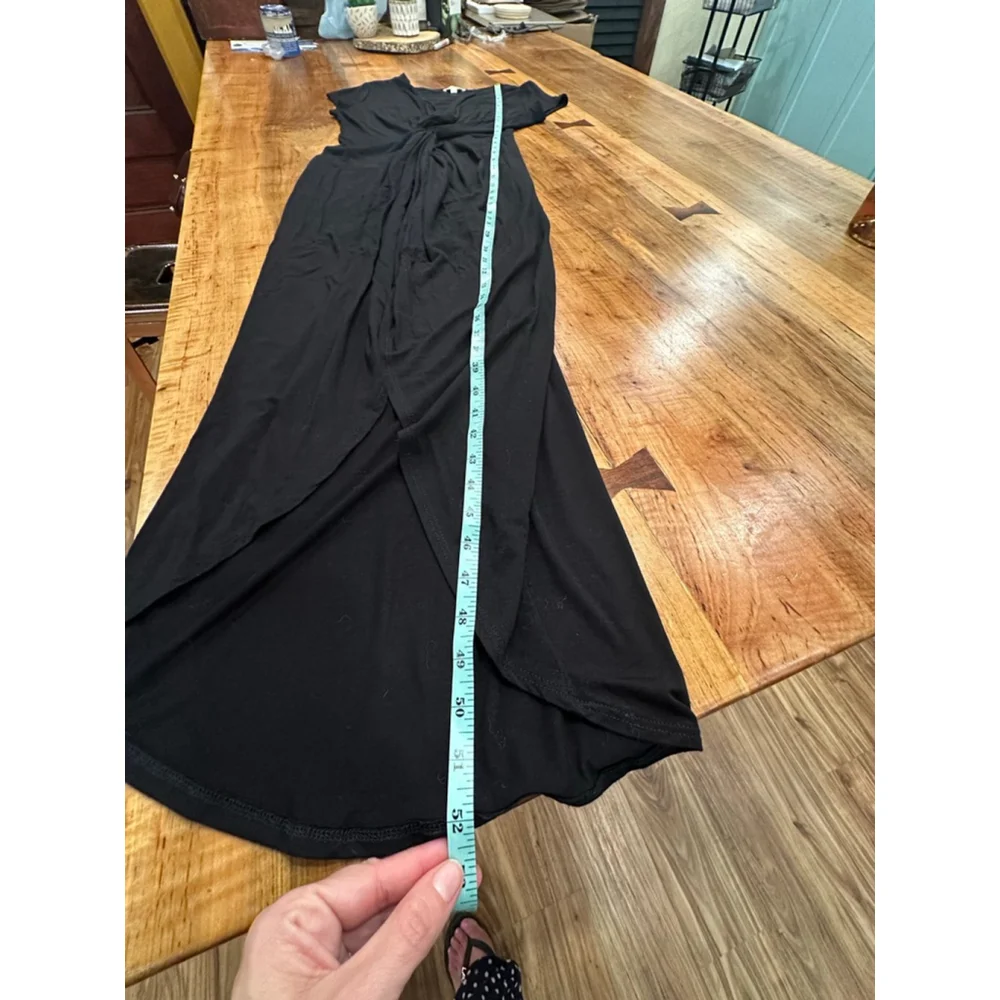 Rolla Coster Black Twist Front V Neck Jersey Maxi Dress Large - Picture 8 of 8